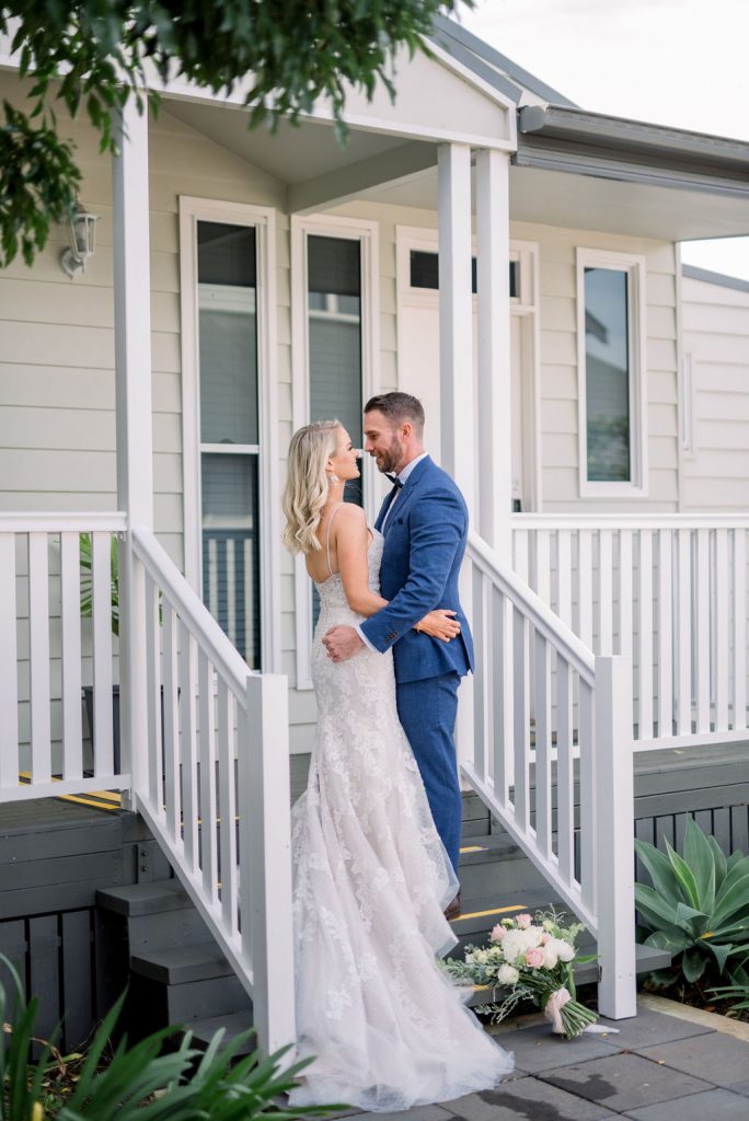 Bride and groom at the cottages